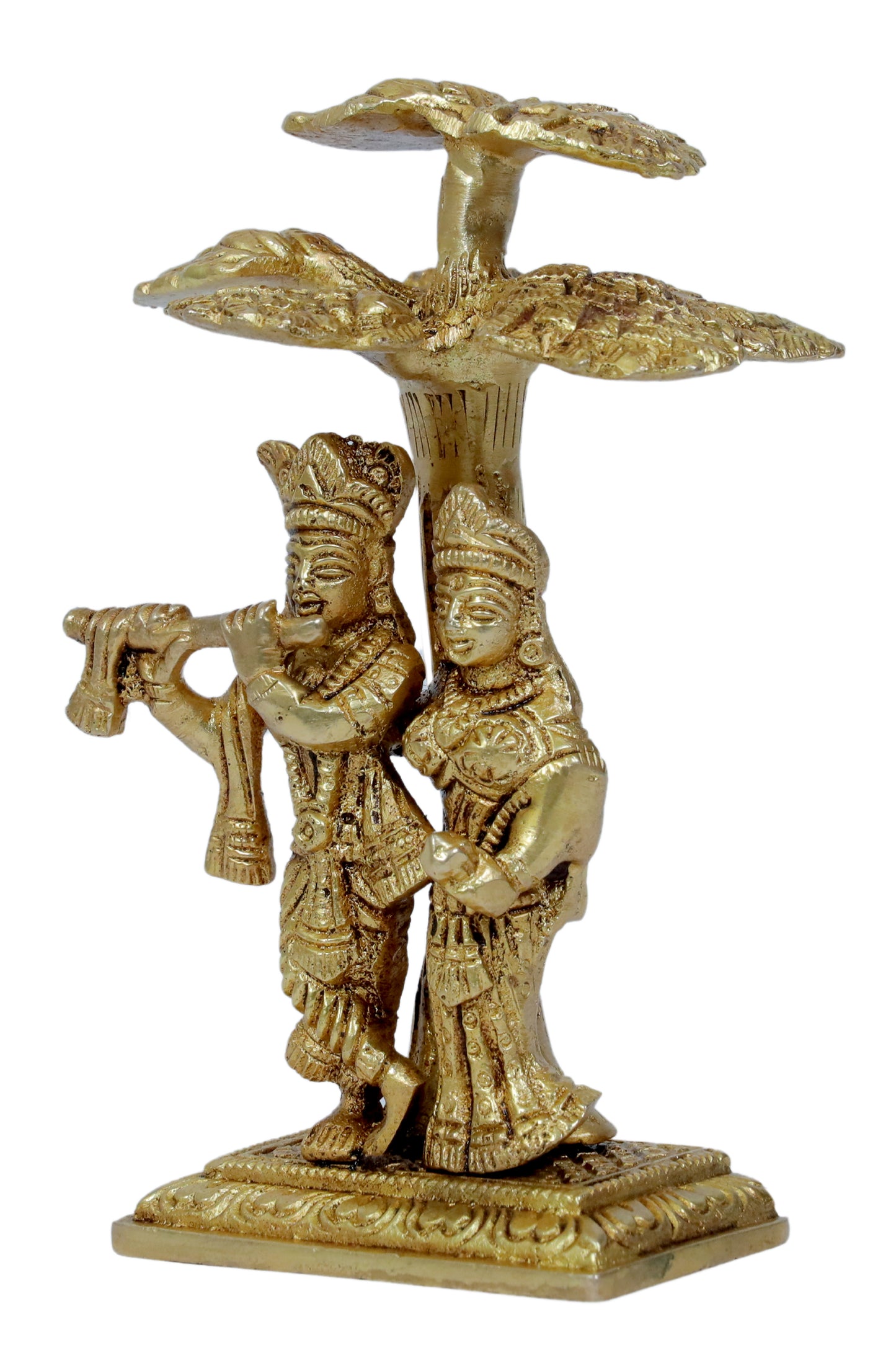 Brass Radha Krishna Murti Quality Kanhaiya with Flute for Home Office Decor Weight 0.65 Kg Height 18 cm