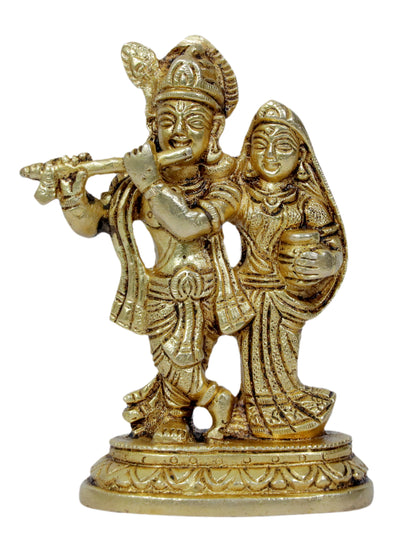 Brass Radha Krishna Murti Quality Kanhaiya with Flute for Home Office Decor Weight 0.56 Kg Height 16 cm