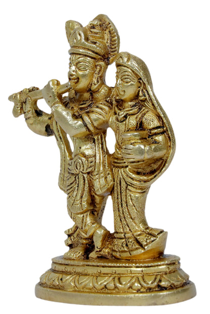 Brass Radha Krishna Murti Quality Kanhaiya with Flute for Home Office Decor Weight 0.56 Kg Height 16 cm