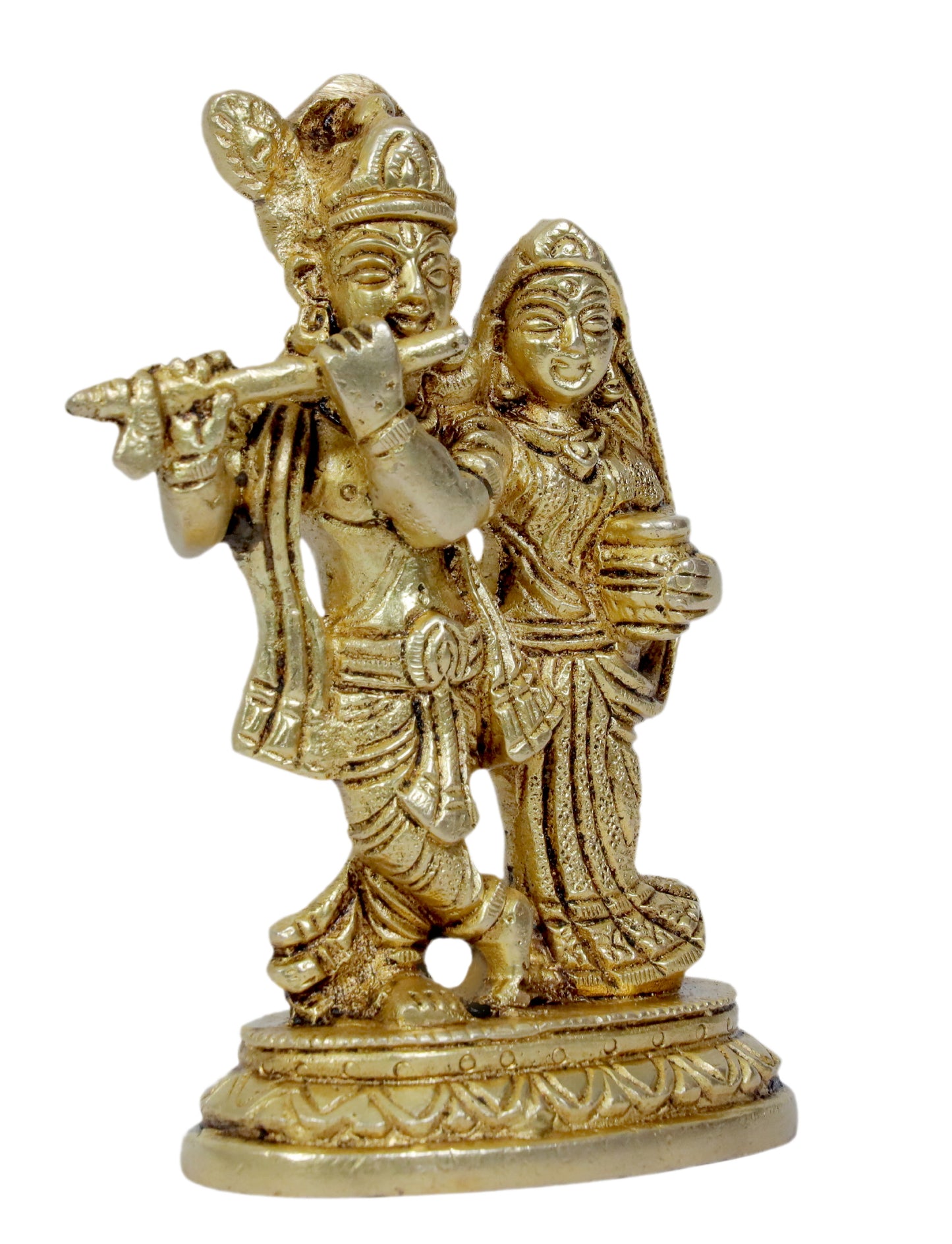 Brass Radha Krishna Murti Quality Kanhaiya with Flute for Home Office Decor Weight 0.56 Kg Height 16 cm