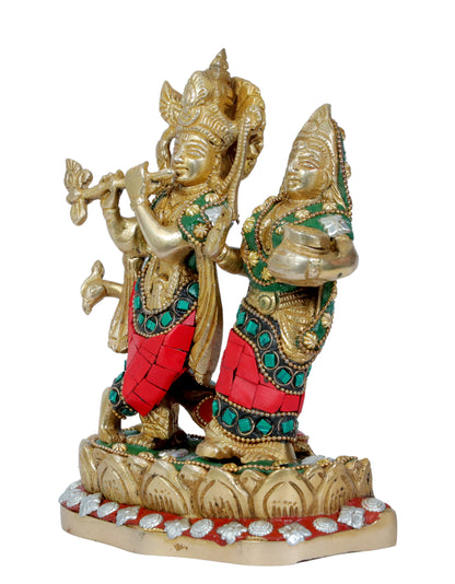 rass Gem Stone Work Radha Krishna Murti Quality for Home Office Decor Weight 1.85 Kg Height 22 cm