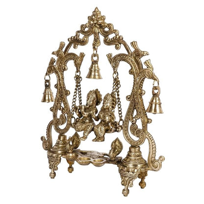 Brass Radha Krishna Jhula Murti Quality for Home Office Decor Weight 2.70 Kg Height 37 cm