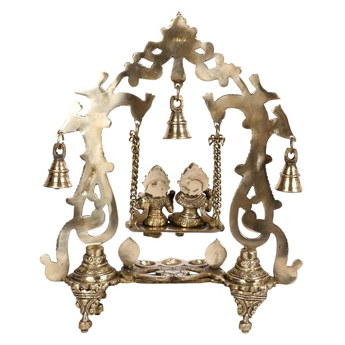 Brass Radha Krishna Jhula Murti Quality for Home Office Decor Weight 2.70 Kg Height 37 cm