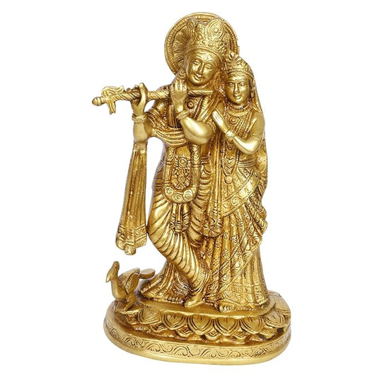 brass Radha Krishna Murti Quality Kanhaiya with Flute for Home Office Weight 3.8 Kg Height 30 cm