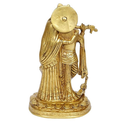 brass Radha Krishna Murti Quality Kanhaiya with Flute for Home Office Weight 3.8 Kg Height 30 cm