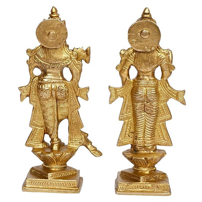 Brass Radha Krishna Murti Quality Kanhaiya with Flute for Home Office Decor Weight 1.1 Kg Height 18 cm