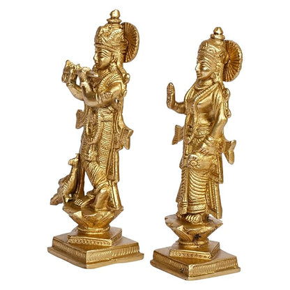 Brass Radha Krishna Murti Quality Kanhaiya with Flute for Home Office Decor Weight 1.1 Kg Height 18 cm