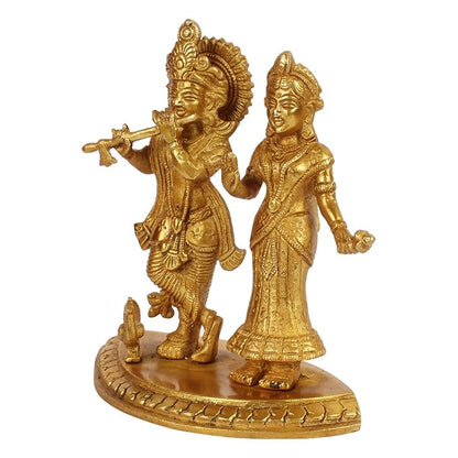 Brass Radha Krishna Murti Quality Kanhaiya with Flute for Home Office Decor Weight 1.5 Kg Height 28 cm