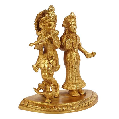 Brass Radha Krishna Murti Quality Kanhaiya with Flute for Home Office Decor Weight 1.5 Kg Height 28 cm