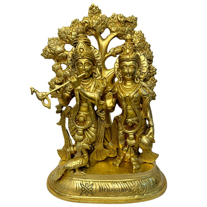 Brass Radha Krishna Murti Quality Kanhaiya with Flute for Home Office Decor Weight 6.88 Kg Height 30 cm