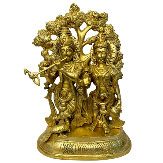 Brass Radha Krishna Murti Quality Kanhaiya with Flute for Home Office Decor Weight 6.88 Kg Height 30 cm