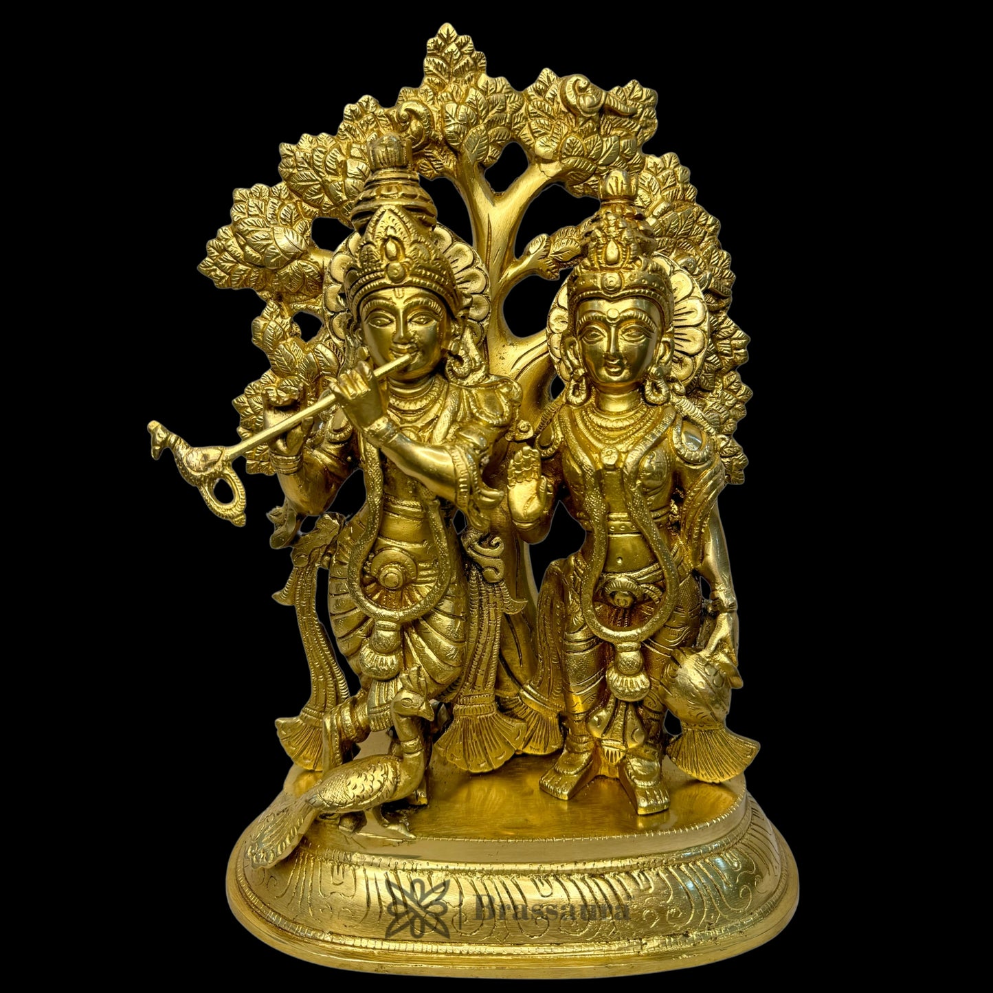 Brass Radha Krishna Murti Quality Kanhaiya with Flute for Home Office Decor Weight 6.88 Kg Height 30 cm