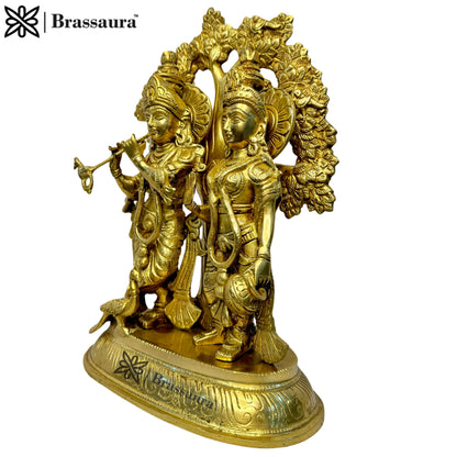 Brass Radha Krishna Murti Quality Kanhaiya with Flute for Home Office Decor Weight 6.88 Kg Height 30 cm