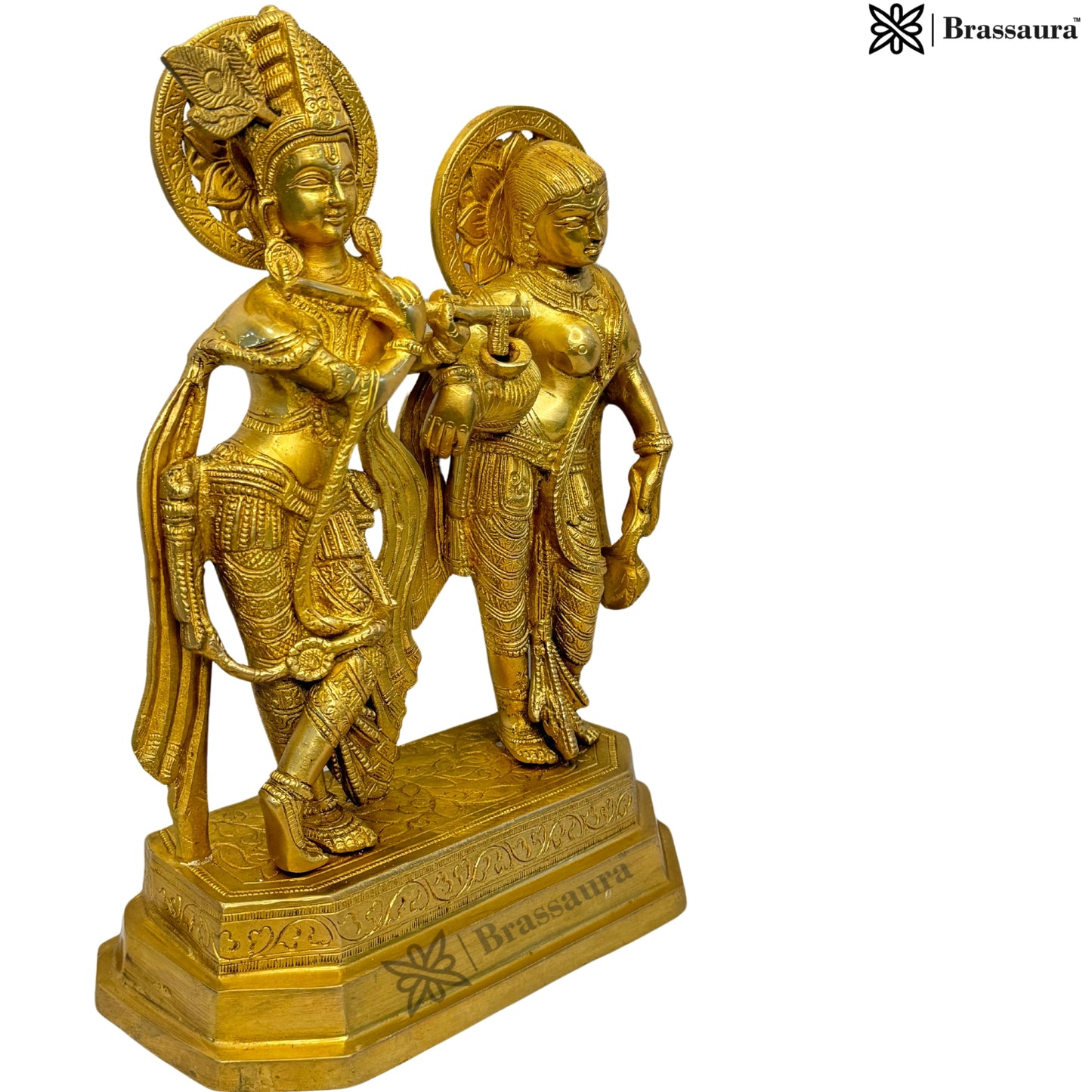 Brass Radha Krishna Murti Quality Kanhaiya with Flute for Home Office Decor Weight 4.65 Kg Height 30 cm