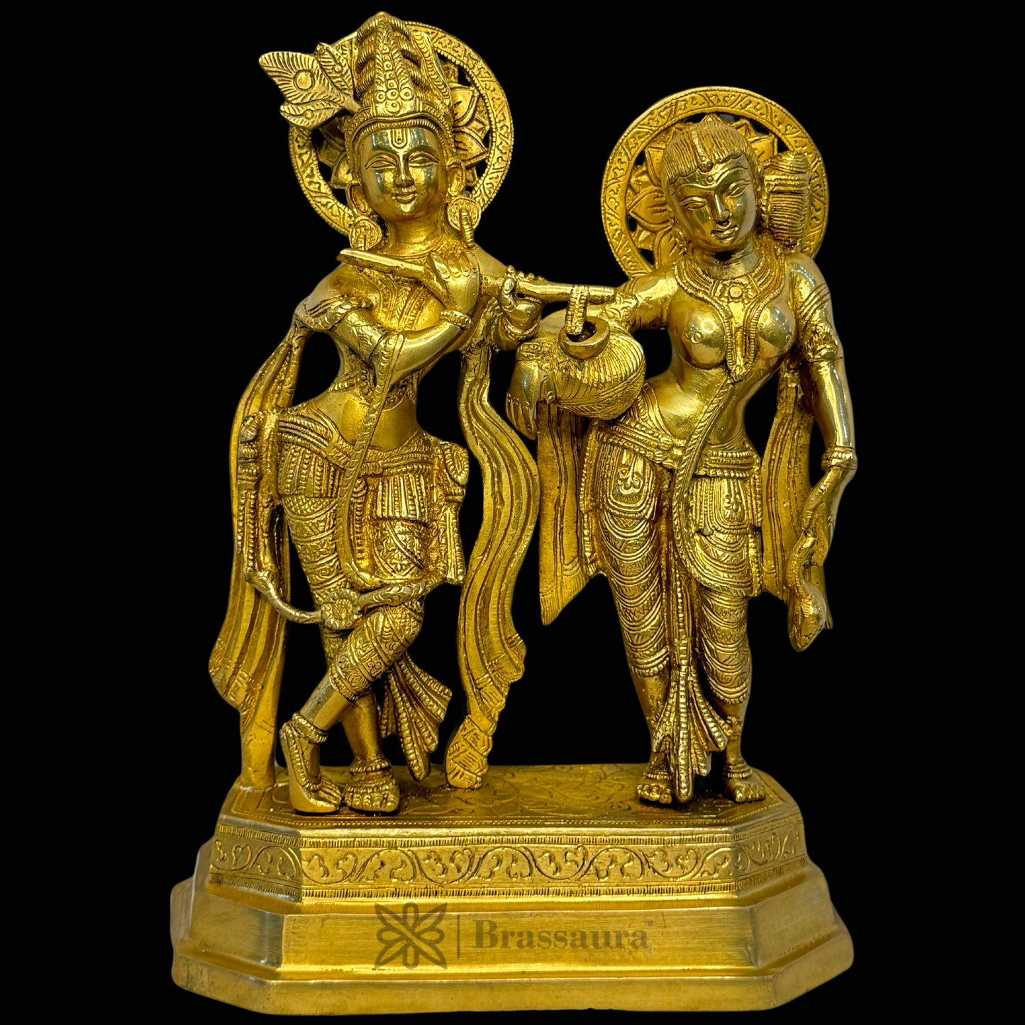 Brass Radha Krishna Murti Quality Kanhaiya with Flute for Home Office Decor Weight 4.65 Kg Height 30 cm