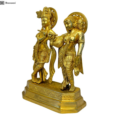 Brass Radha Krishna Murti Quality Kanhaiya with Flute for Home Office Decor Weight 4.65 Kg Height 30 cm