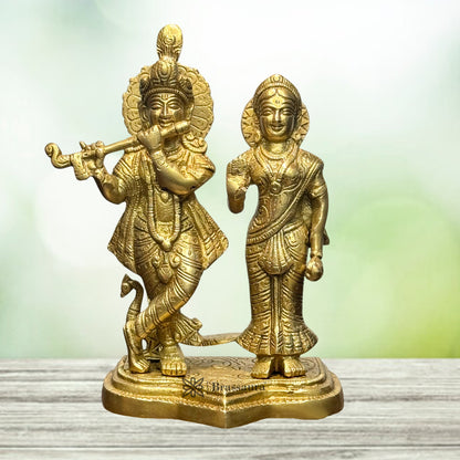 Brass Radha Krishna Murti Quality Kanhaiya with Flute for Home Office Decor Weight 1.9 Kg Height 24 cm