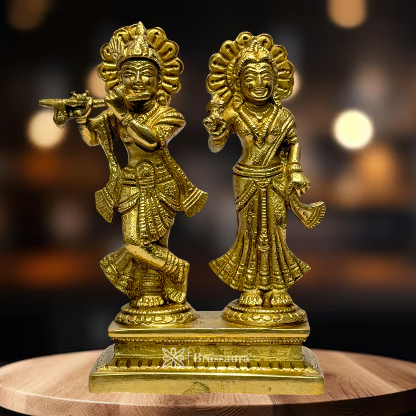 Brass Radha Krishna Murti Quality Home Office Decor Weight 1.41 Kg Height 28 cm