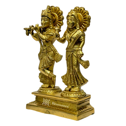 Brass Radha Krishna Murti Quality Home Office Decor Weight 1.41 Kg Height 28 cm