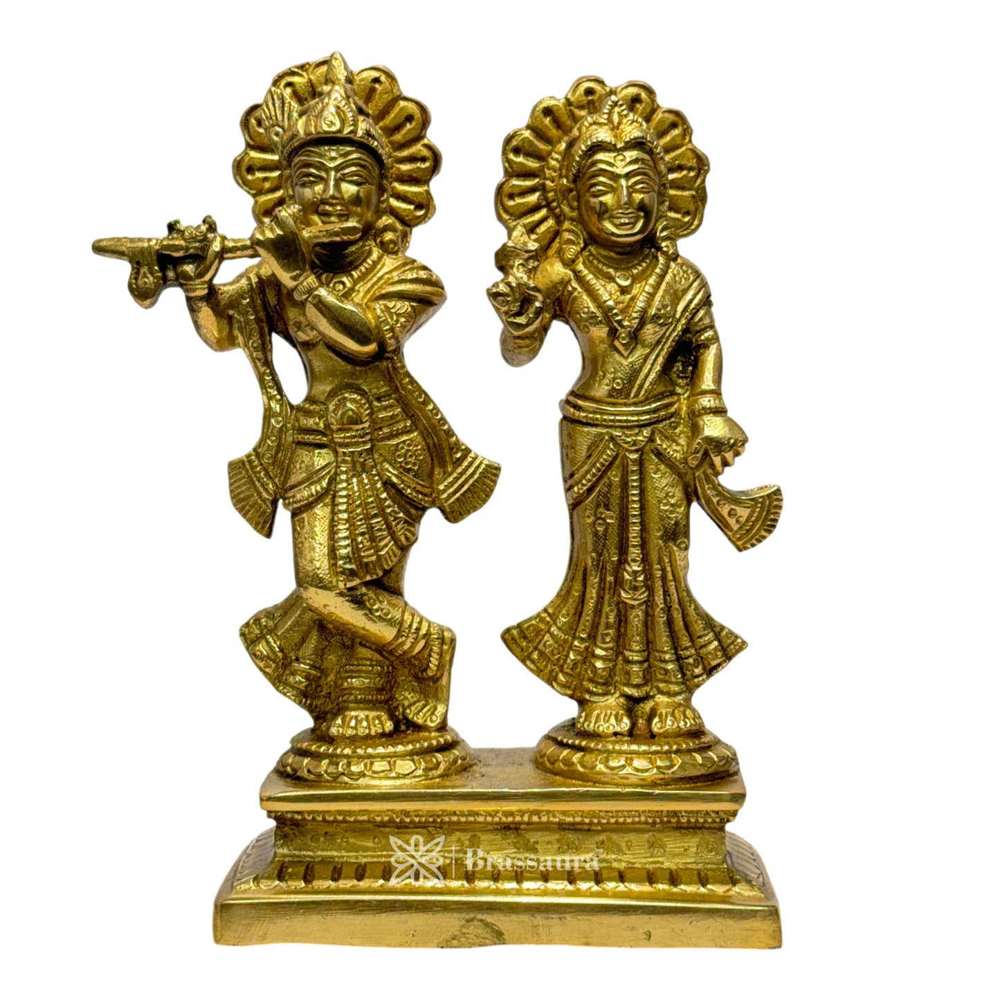 Brass Radha Krishna Murti Quality Home Office Decor Weight 1.41 Kg Height 28 cm