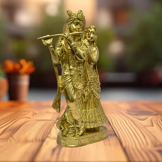 Brass Radha Krishna Murti Quality for Home Office Decor Temple Mandir Decoration Weight 1.5 Kg Height 23 cm