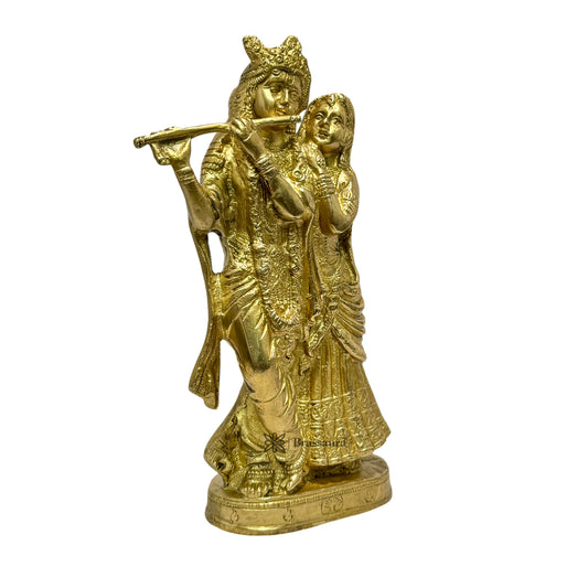 Brass Radha Krishna Murti Quality for Home Office Decor Temple Mandir Weight 1.5 Kg Height 23 cm