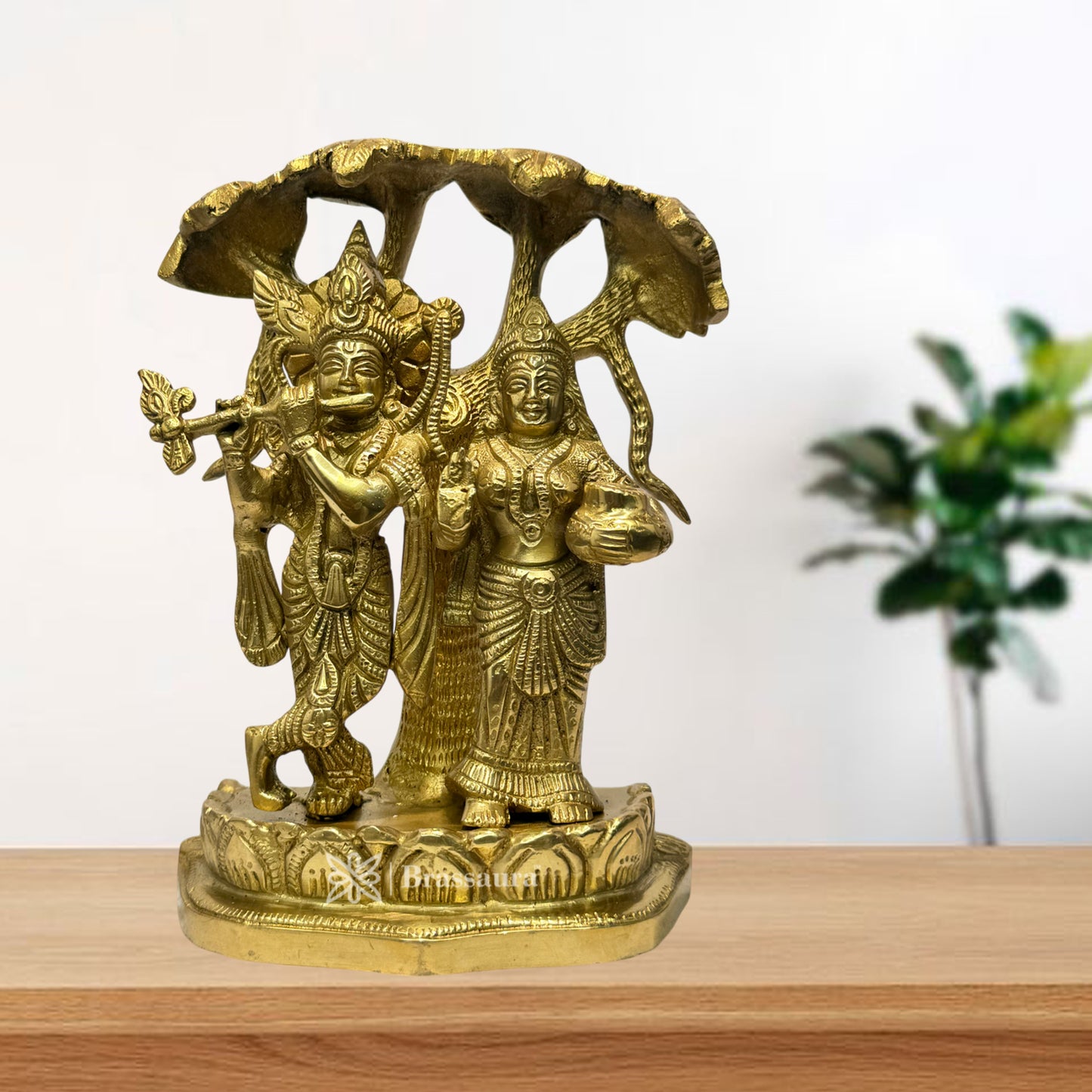 Brass Radha Krishna and Shesnaag Statue for Home and Decor Weight 2.25 Kg Height 20 cm