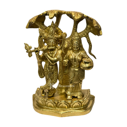 Brass Radha Krishna and Shesnaag Statue for Home and Decor Weight 2.25 Kg Height 20 cm