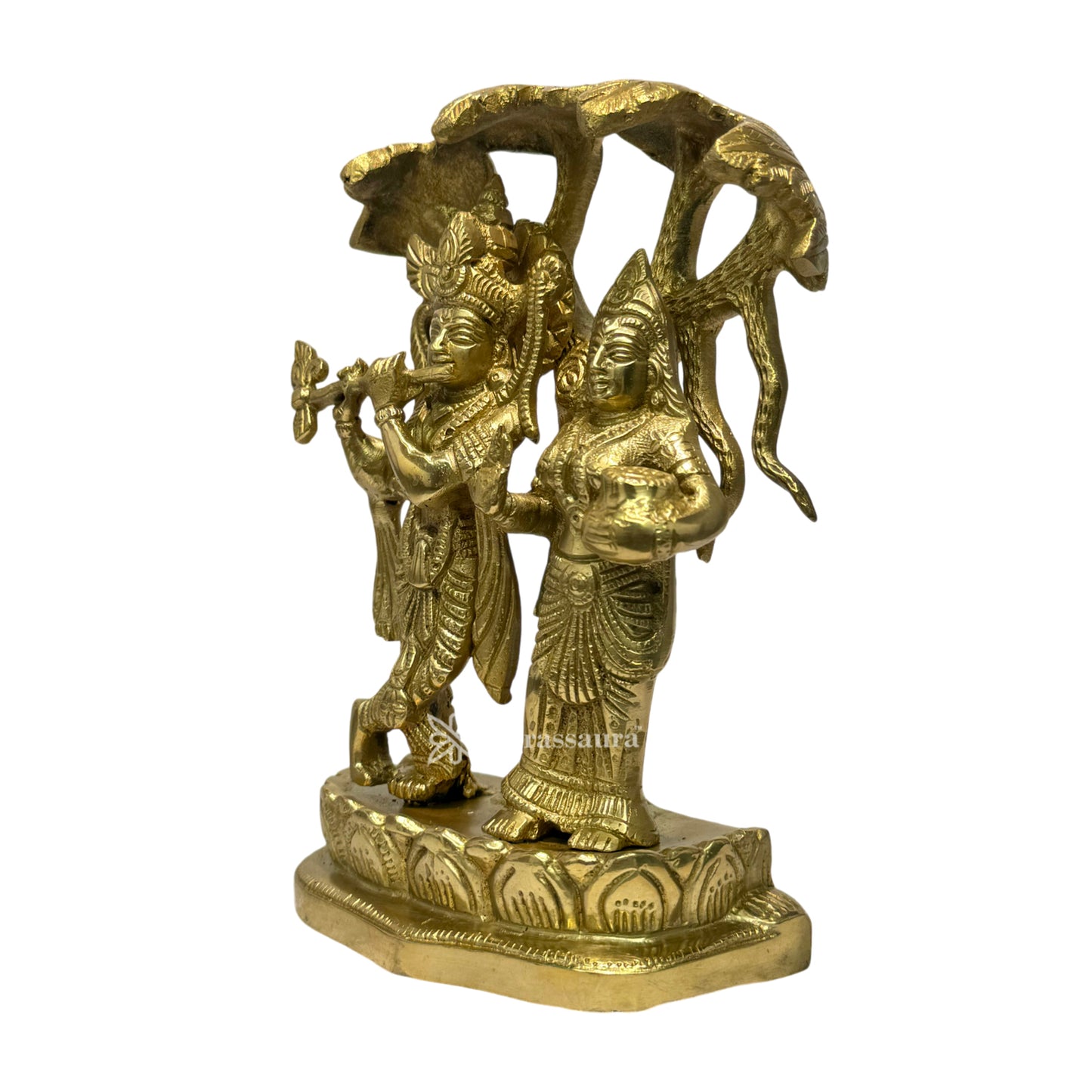 Brass Radha Krishna and Shesnaag Statue for Home and Decor Weight 2.25 Kg Height 20 cm