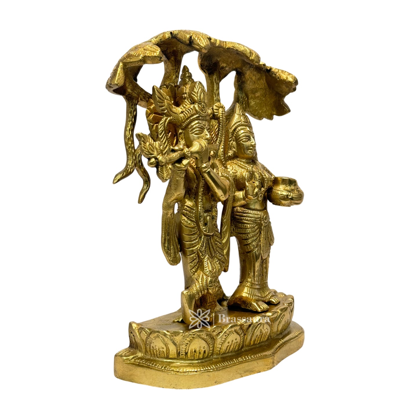 Brass Radha Krishna and Shesnaag Statue for Home and Decor Weight 2.25 Kg Height 20 cm