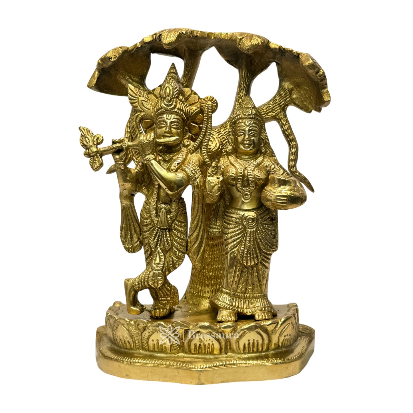 Brass Radha Krishna and Shesnaag Statue for Home and Decor Weight 2.25 Kg Height 20 cm