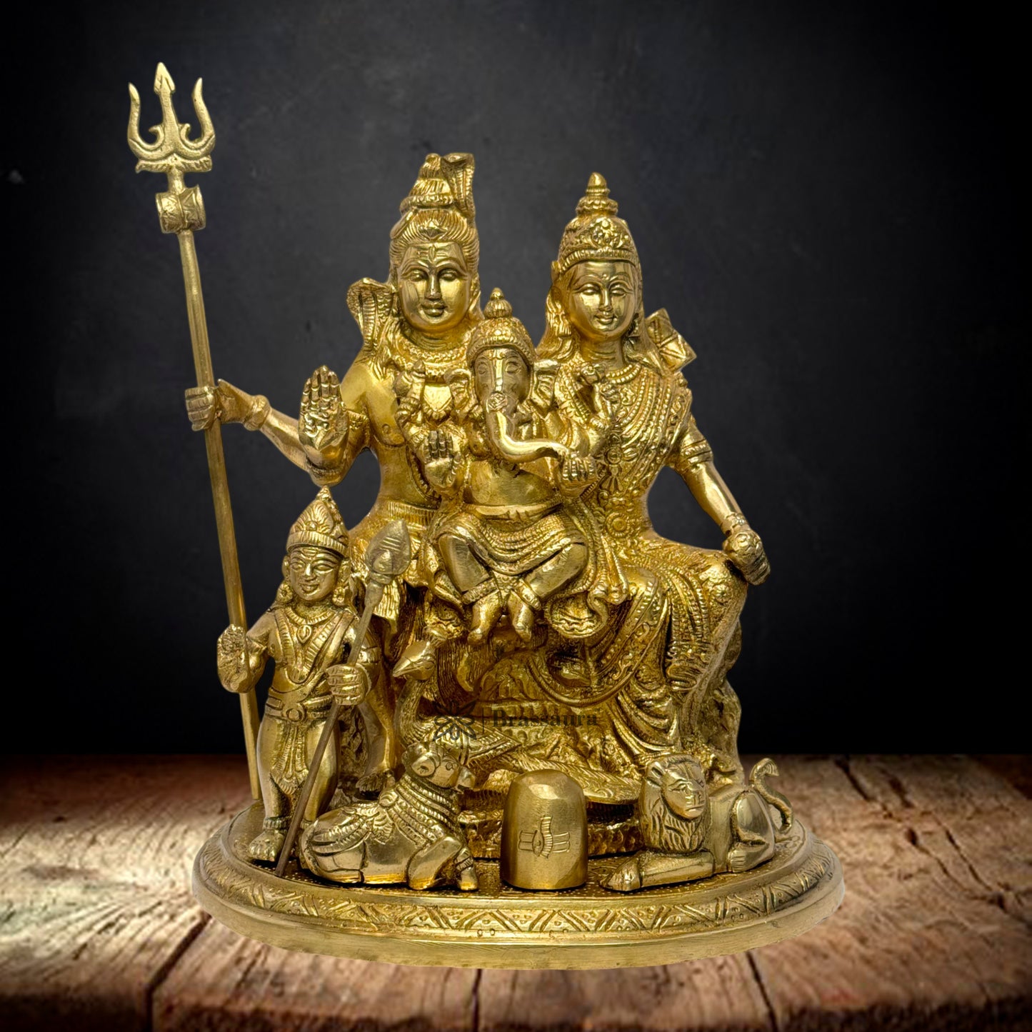 Brass Golden Shiv parivaar Murti for Home and Decor ShowPiece for Living Room Height 30 cm Weight 5 Kg