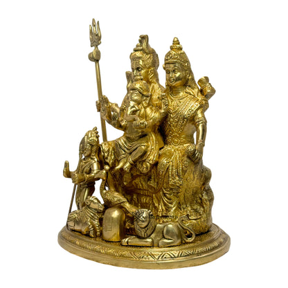 Brass Golden Shiv parivaar Murti for Home and Decor ShowPiece for Living Room Height 30 cm Weight 5 Kg