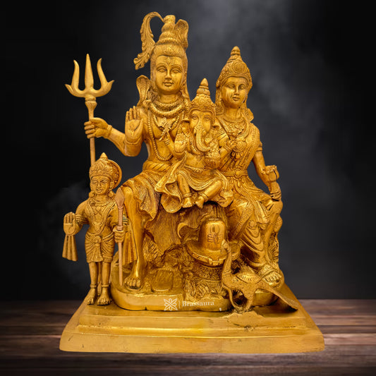 Big Size Brass Shiva Parivaar Murti for Home and Decor Show Piece for Living Room Height 38 cm Weight 14.55 Kg