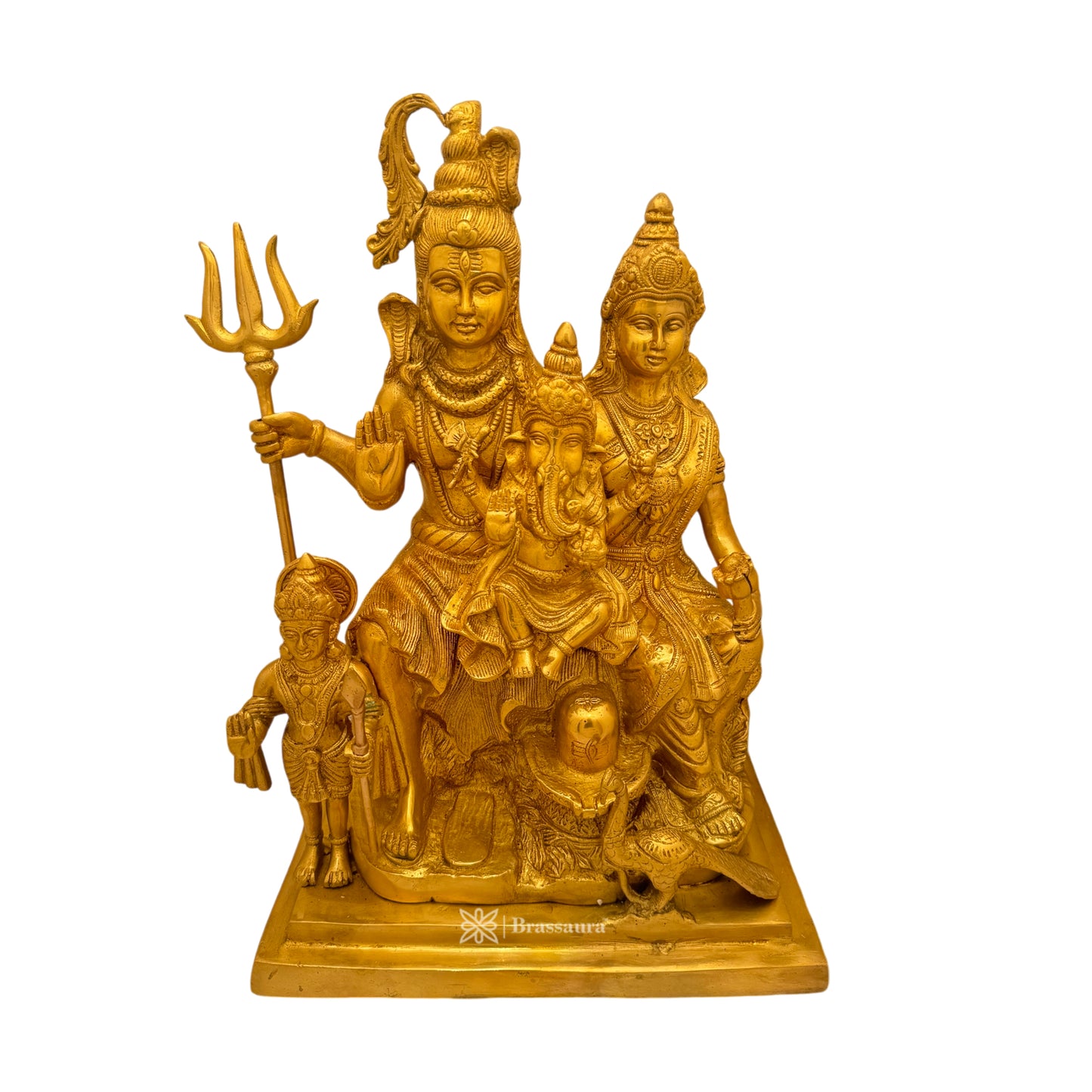 Big Size Brass Shiva Parivaar Murti for Home and Decor Show Piece for Living Room Height 38 cm Weight 14.55 Kg