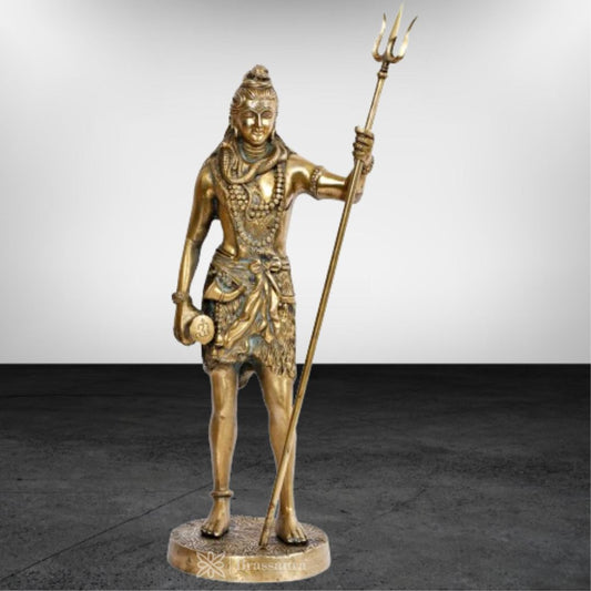 Brass Golden Shiva Murti for Home and Decor Show Piece for Living Room Height 43 cm Weight 6 Kg