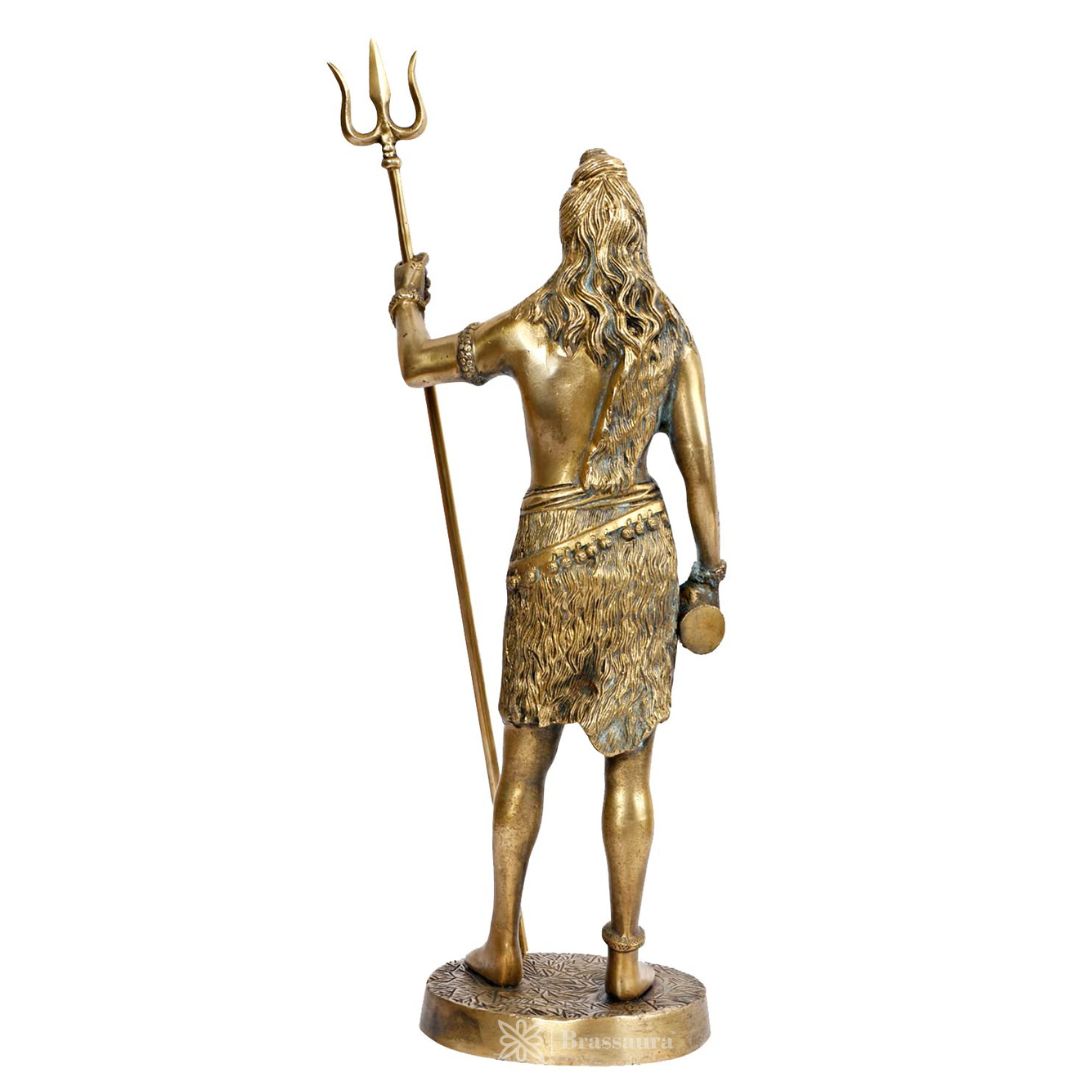 Brassaura™ Traditional Brass Shiva Murti – Height 17.2 Inches & Weight 6 Kgs | Classic Idol