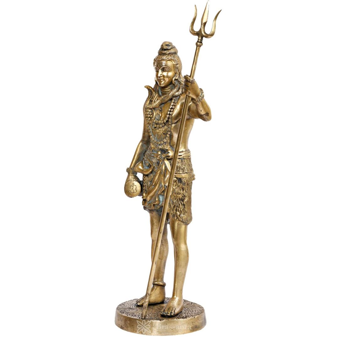 Brassaura™ Traditional Brass Shiva Murti – Height 17.2 Inches & Weight 6 Kgs | Classic Idol