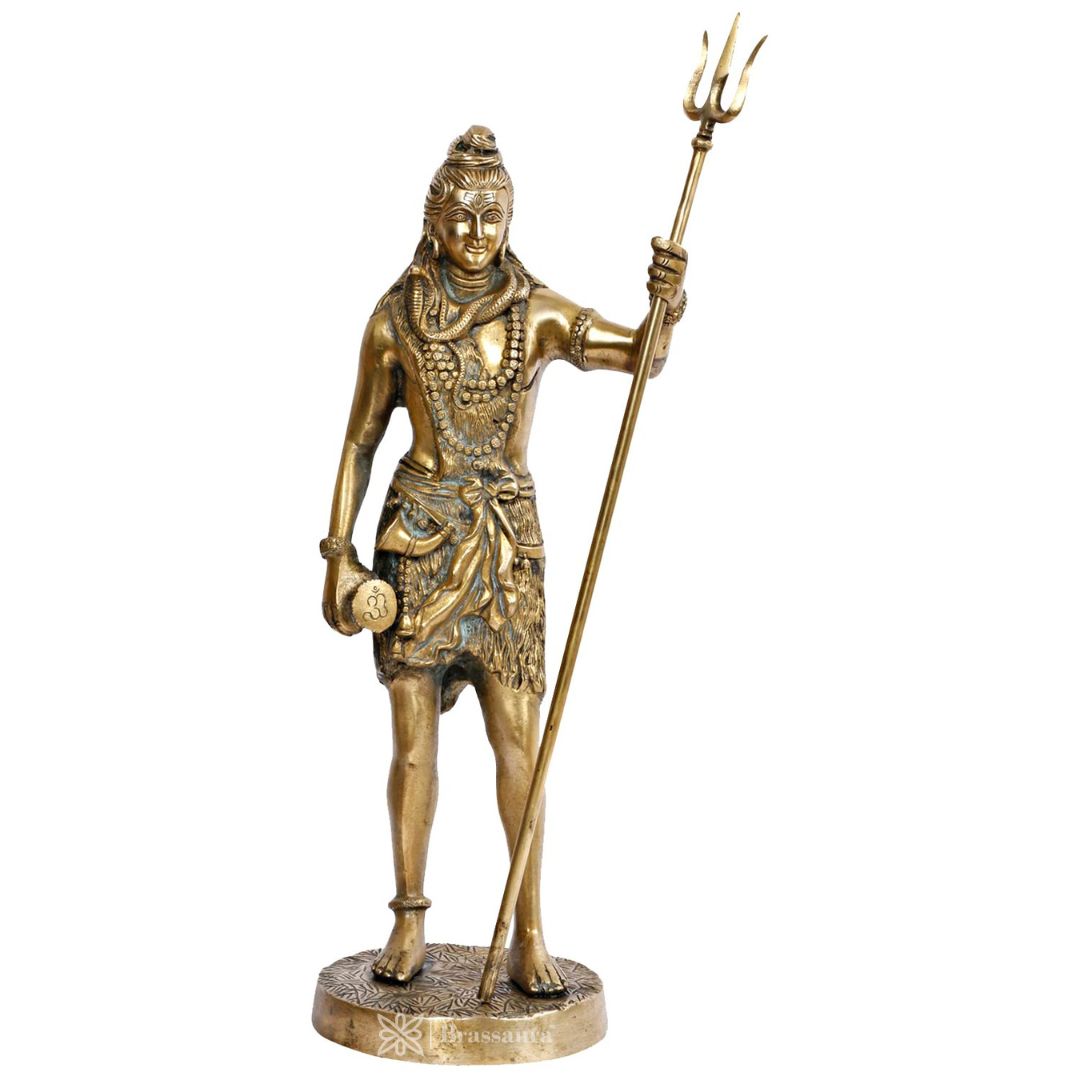 Brassaura™ Traditional Brass Shiva Murti – Height 17.2 Inches & Weight 6 Kgs | Classic Idol