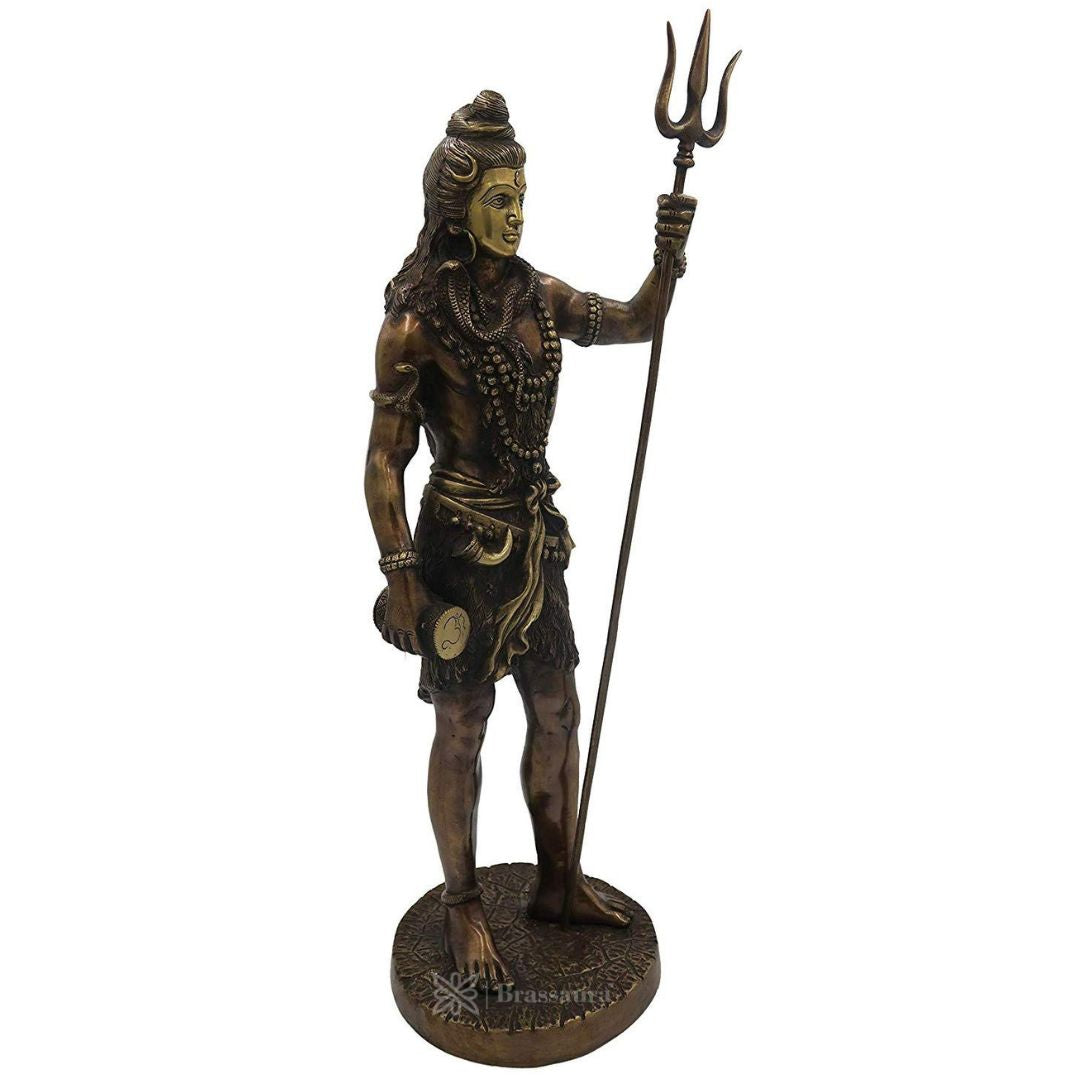 Brass Dark Color Standing Shiva Murti for Home and Decor Height 63 cm Weight 10 Kg