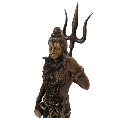 Brass Dark Color Standing Shiva Murti for Home and Decor Height 63 cm Weight 10 Kg