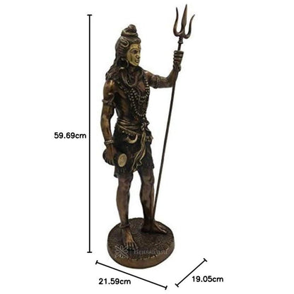 Brass Dark Color Standing Shiva Murti for Home and Decor Height 63 cm Weight 10 Kg