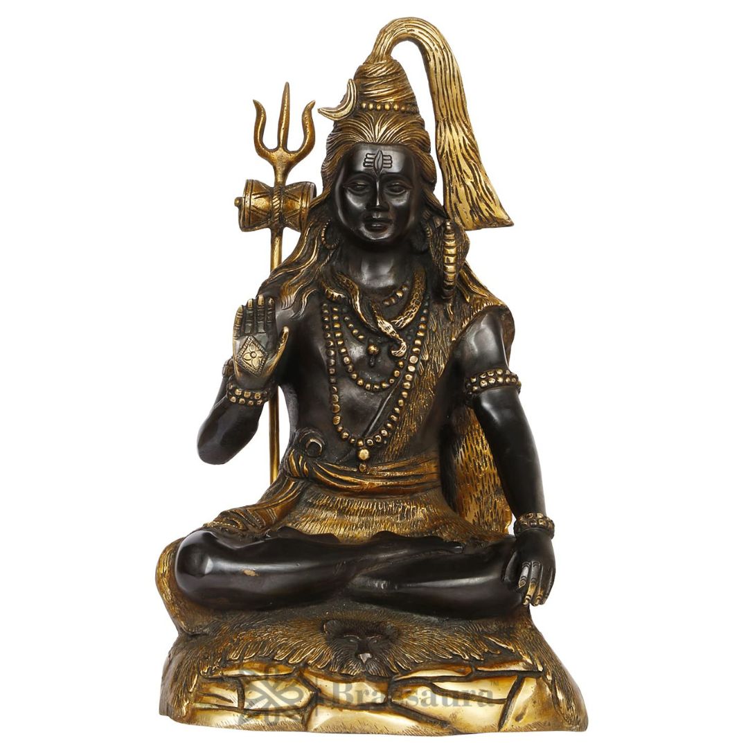 Brass Dark color Shiva Murti for Home and Decor Show Piece for Living Room Height 37 cm Weight 6.4 Kg