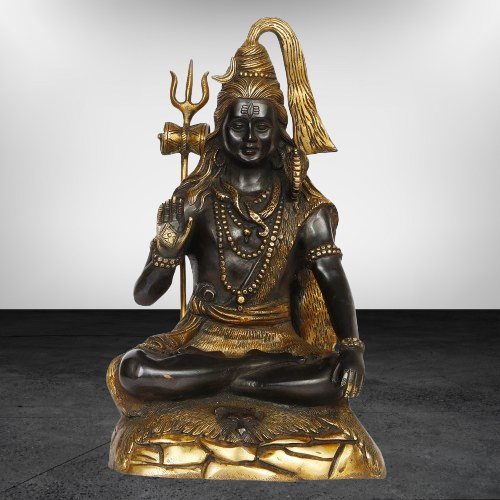 Brass Dark color Shiva Murti for Home and Decor Show Piece for Living Room Height 37 cm Weight 6.4 Kg