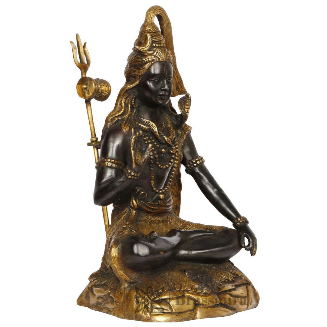 Brass Dark color Shiva Murti for Home and Decor Show Piece for Living Room Height 37 cm Weight 6.4 Kg