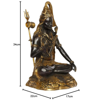 Brass Dark color Shiva Murti for Home and Decor Show Piece for Living Room Height 37 cm Weight 6.4 Kg