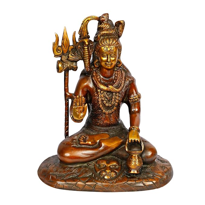 Brass Dark Shiva Idols for Home and Decor Show Piece Height 28 cm Weight 4.4 Kg