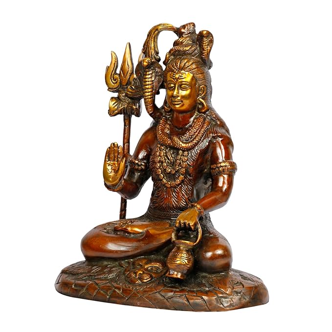 Brass Dark Shiva Idols for Home and Decor Show Piece Height 28 cm Weight 4.4 Kg