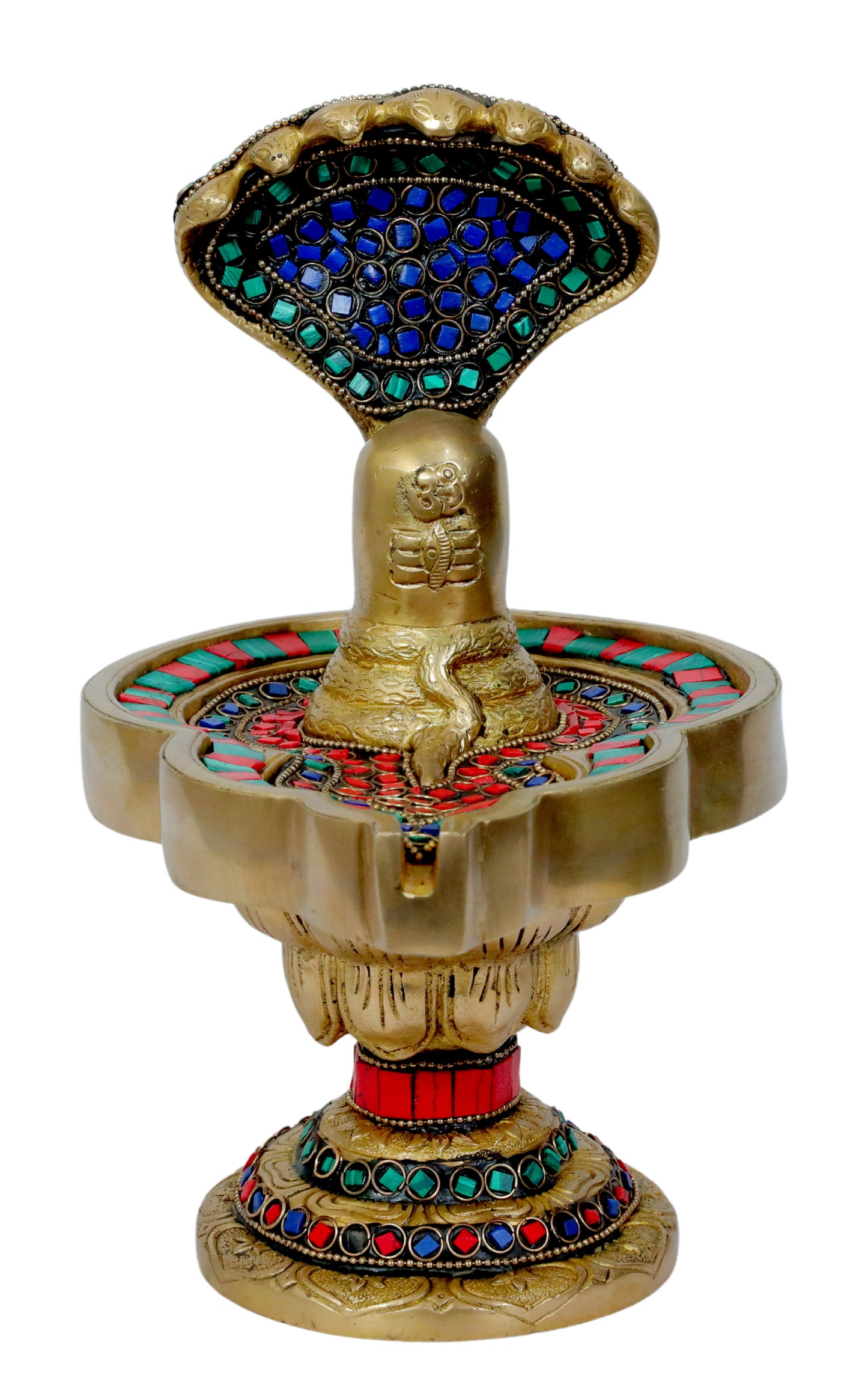 Brass Stone Work Shivalinga Murti for Home and Decor Height 29 cm Weight 3.63 Kg