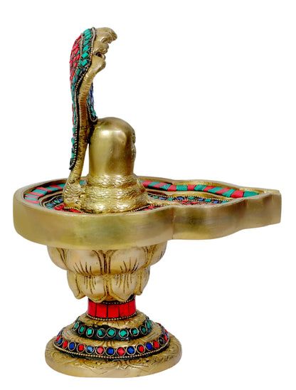 Brass Stone Work Shivalinga Murti for Home and Decor Height 29 cm Weight 3.63 Kg